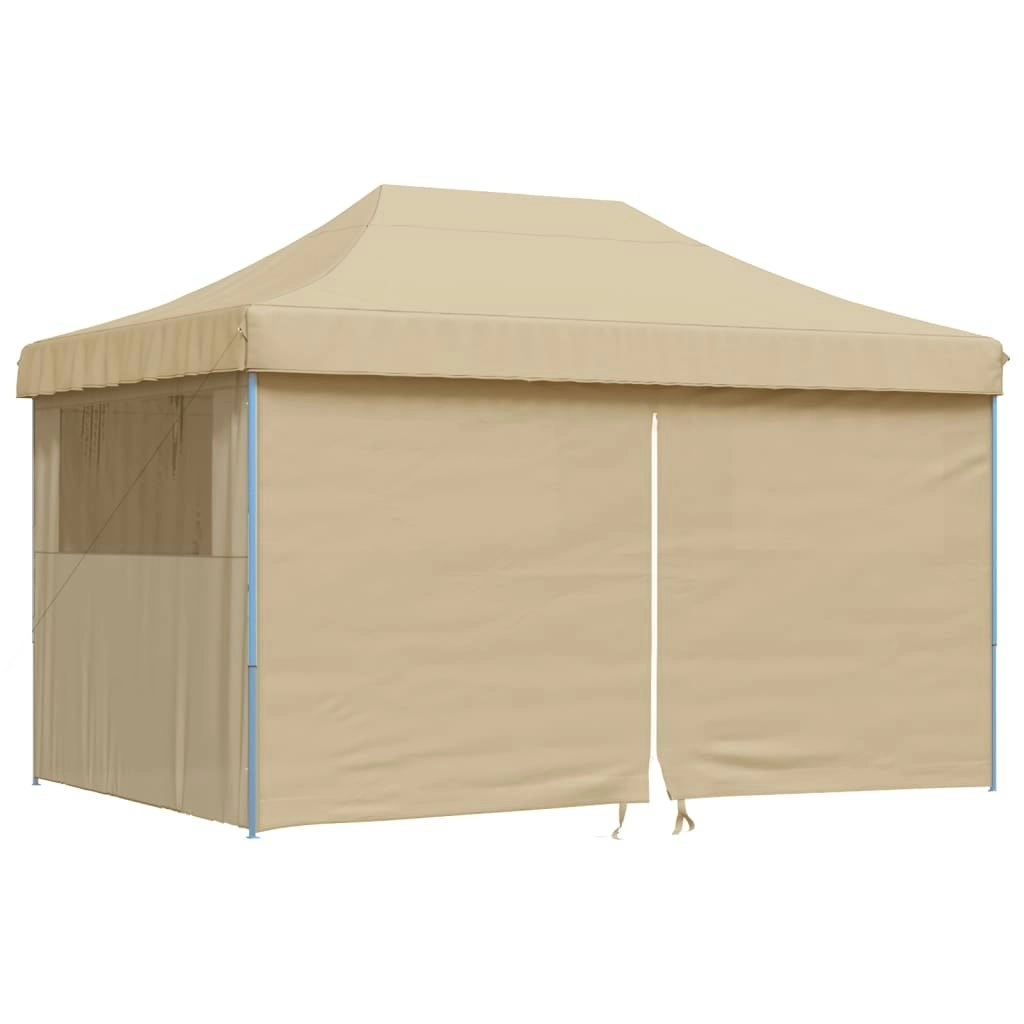 Foldable Party Tent Pop-Up with 4 Sidewalls Beige 4004975