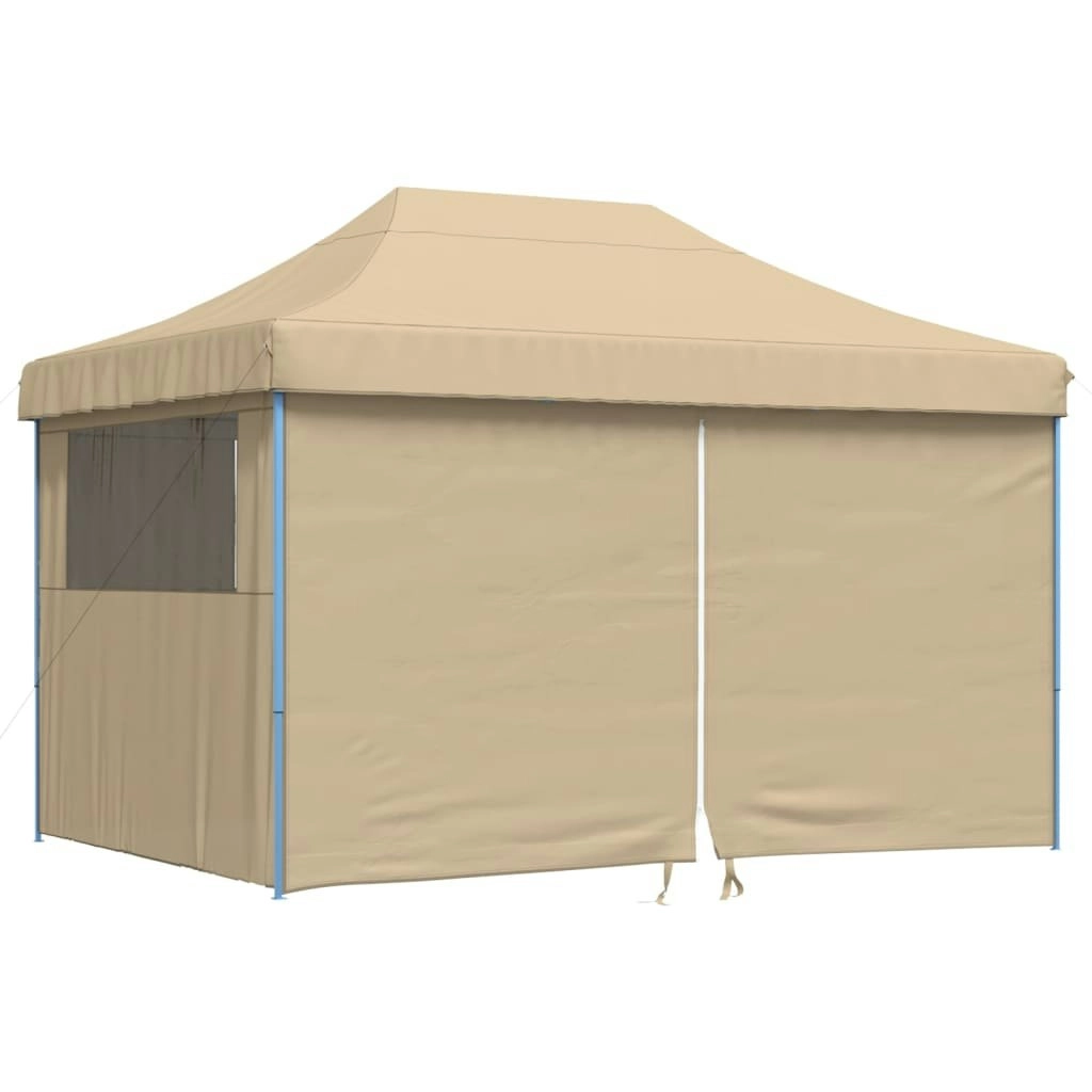 Foldable Party Tent Pop-Up with 4 Sidewalls Beige 4005023