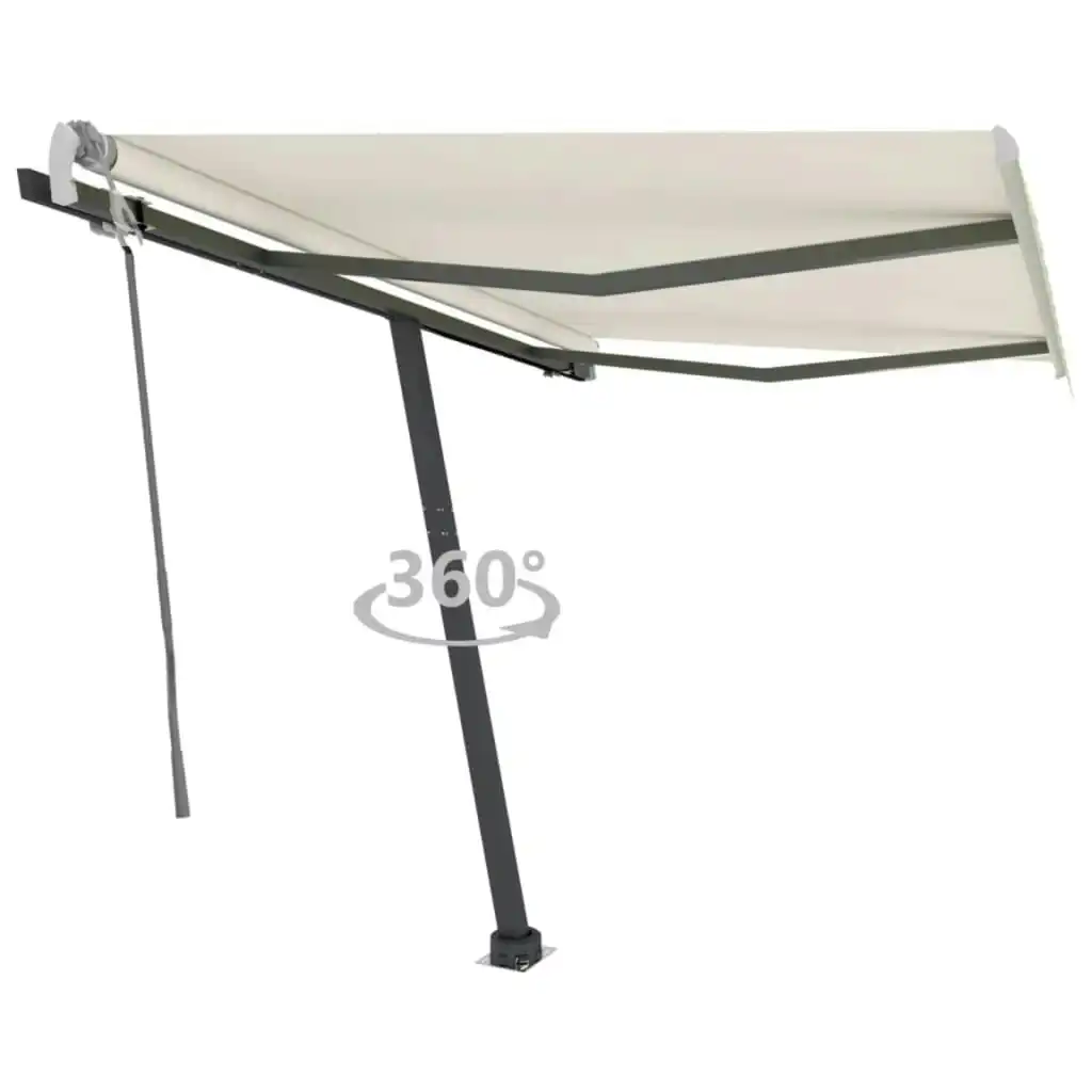 Freestanding Manual Retractable Awning 300x250 cm Cream 3069697