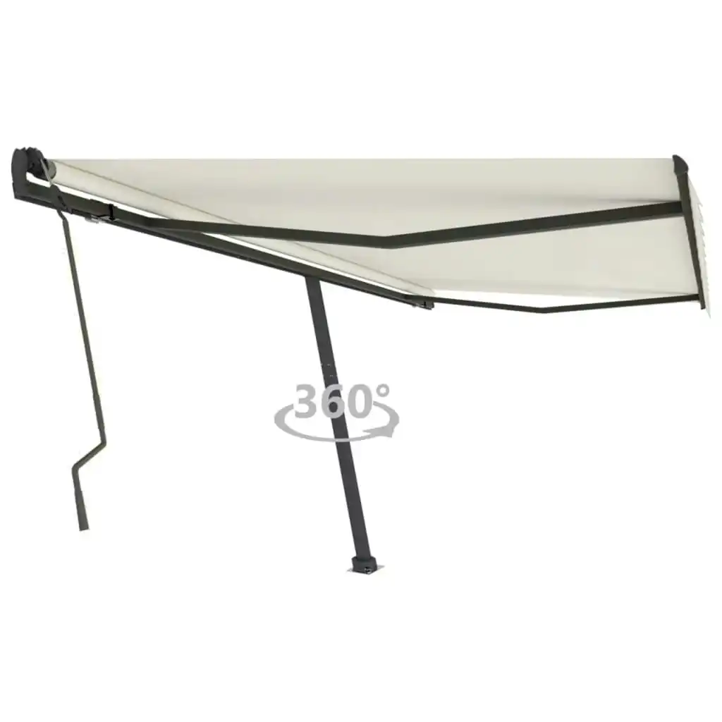 Freestanding Manual Retractable Awning 400x300 cm Cream 3069737