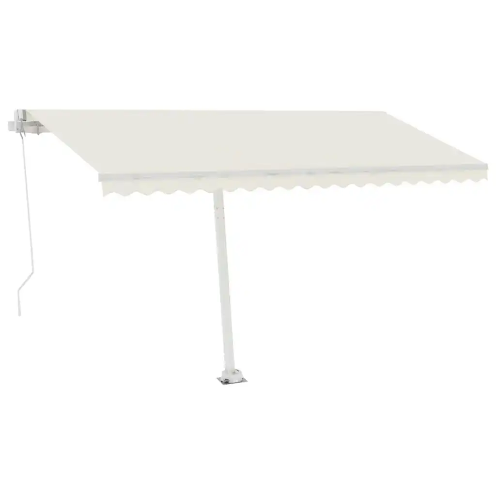 Freestanding Manual Retractable Awning 400x300 cm Cream 3069537