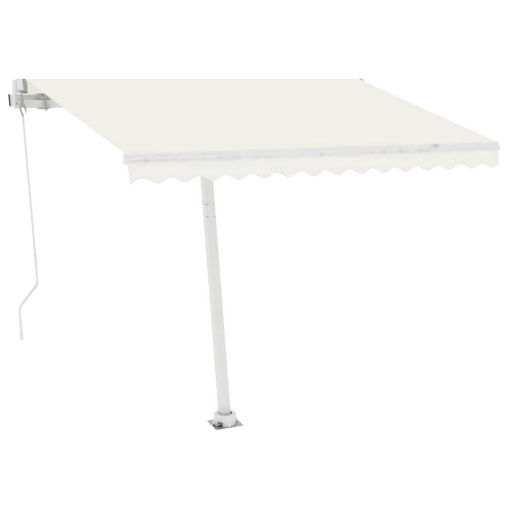 Freestanding Manual Retractable Awning 300x250 cm Cream 3069497