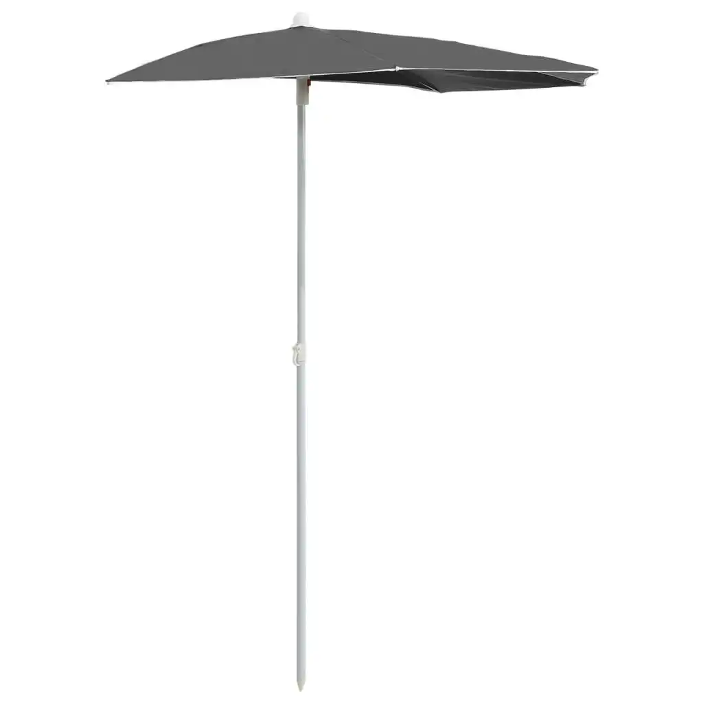 Garden Half Parasol with Pole 180x90 cm Anthracite 315561