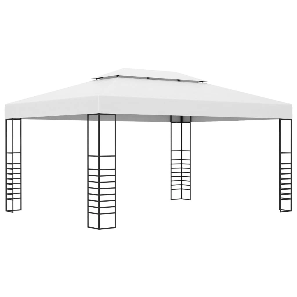 Garden Gazebo Powder-Coated Steel 4x3x2.7 m White 47956