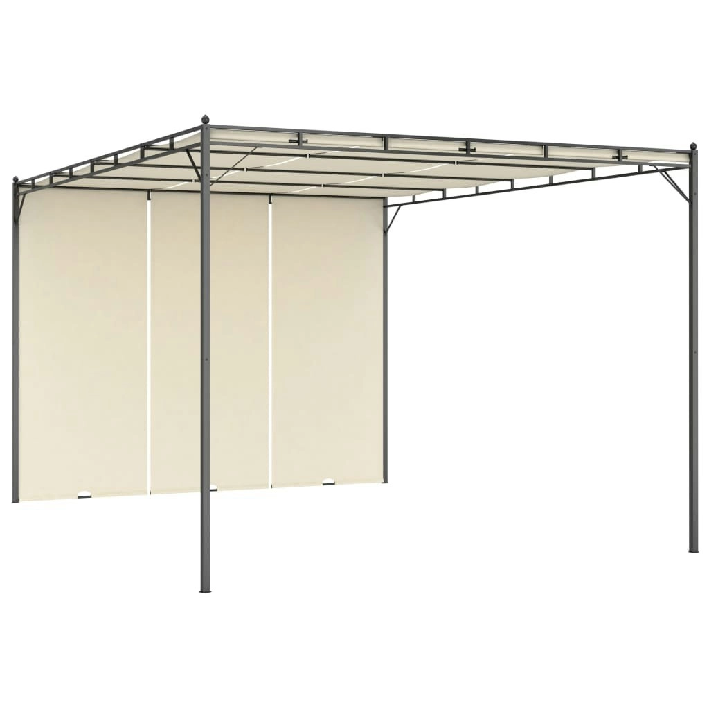 Garden Gazebo with Side Curtain 4x3x2.25 m Cream 47994