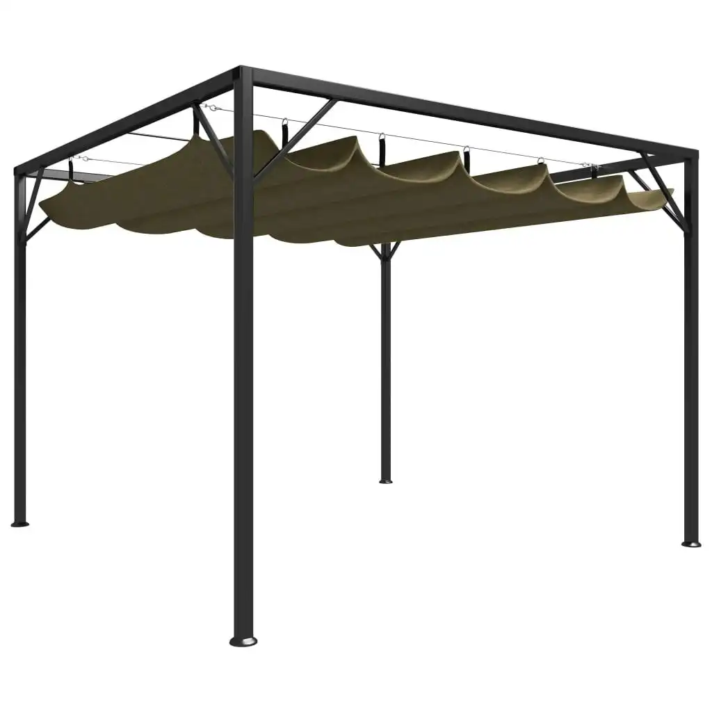 Garden Gazebo with Retractable Roof 3x3 m Taupe 180 g/mÂ² 312220