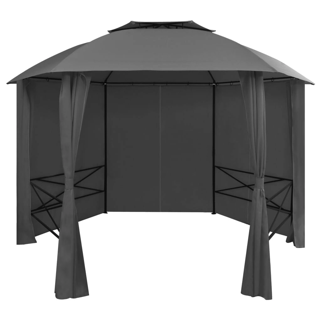 Garden Marquee Pavilion Tent with Curtains Hexagonal 360x265 cm 44766