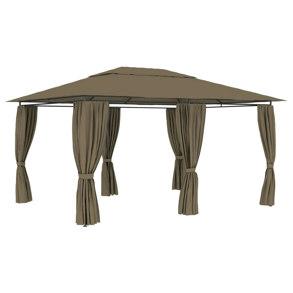 Garden Marquee with Curtains 4x3 m Taupe 180 g/m?? 312232