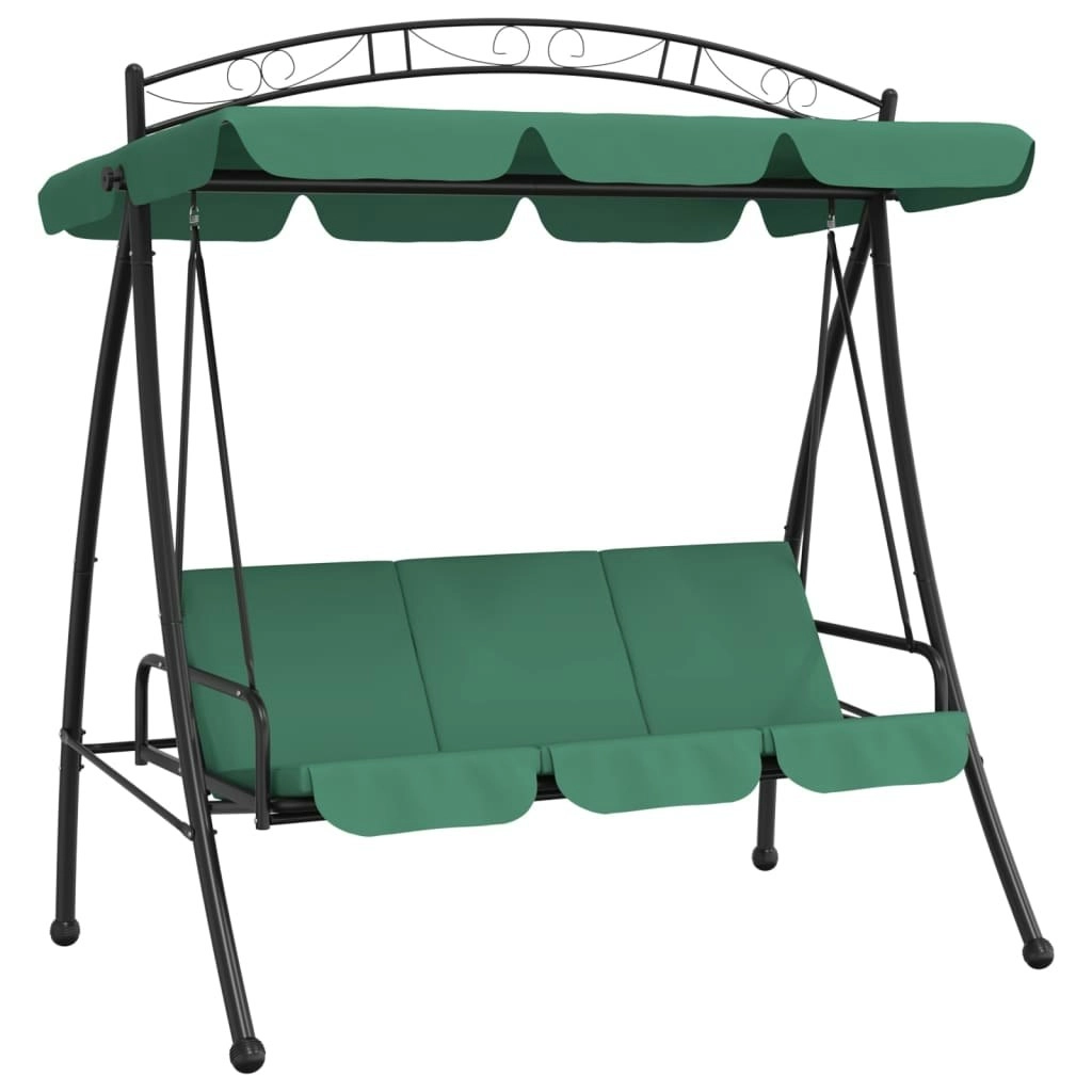 Garden Swing Bench with Canopy Green 198 cm Fabric and Steel 363331