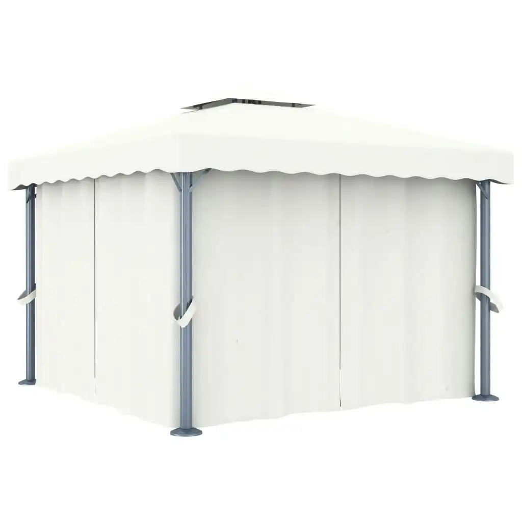 Gazebo with Curtain 3x3 m Cream White Aluminium 3053377