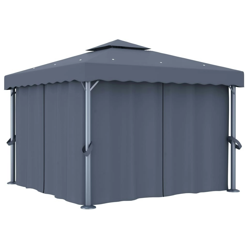 Gazebo with Curtain 3x3 m Anthracite Aluminium 3053378