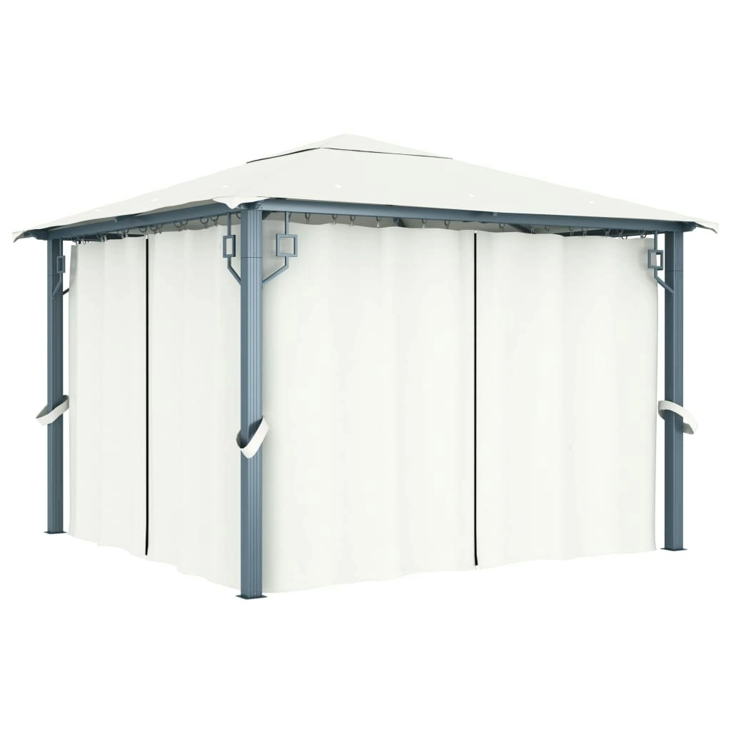 Gazebo with Curtain 300x300 cm Cream Aluminium 48042