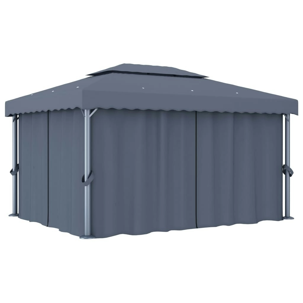 Gazebo with Curtain 4x3 m Anthracite Aluminium 3053376