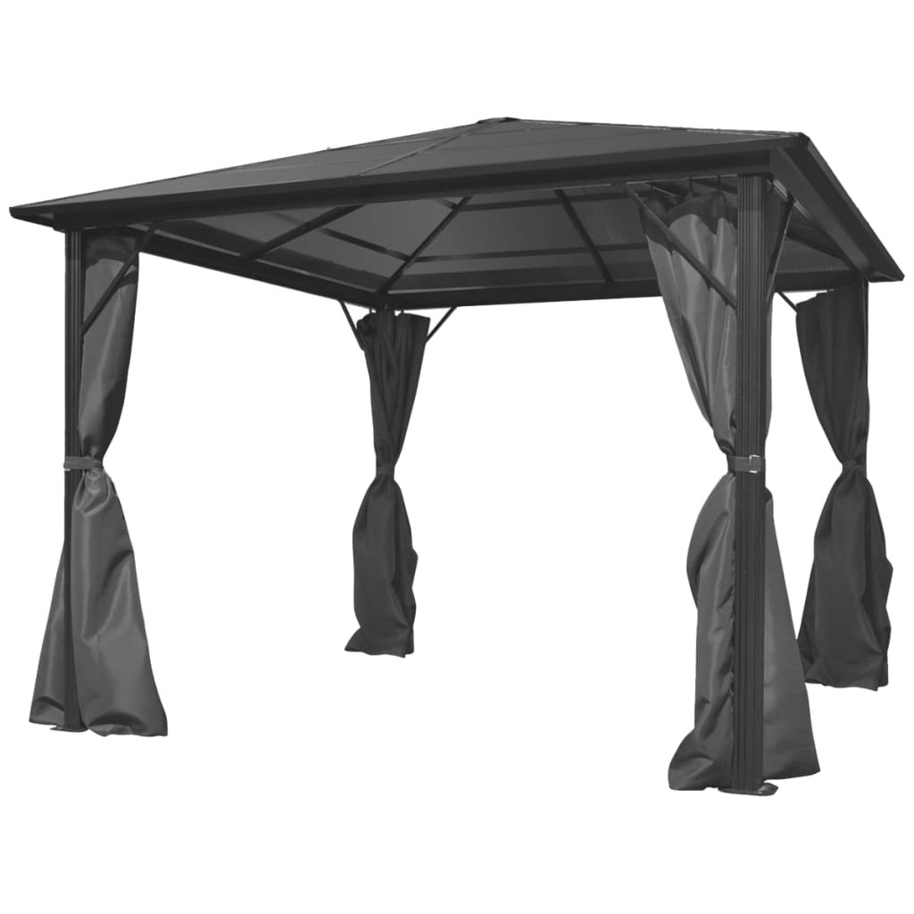 Gazebo with Curtain Anthracite Aluminium 300x300 cm 44889