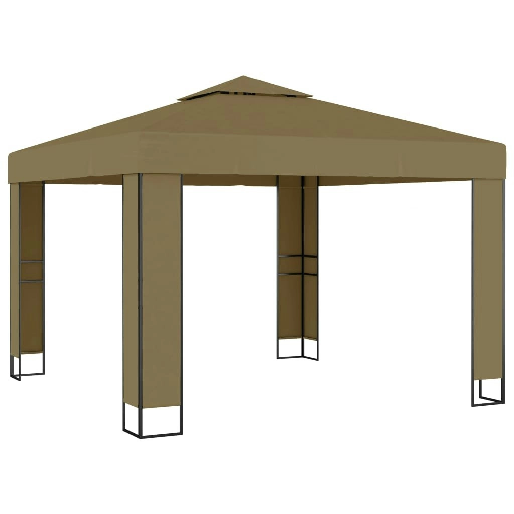 Gazebo with Double Roof 3x3x2.7 m Taupe 180 g/mÂ² 312218