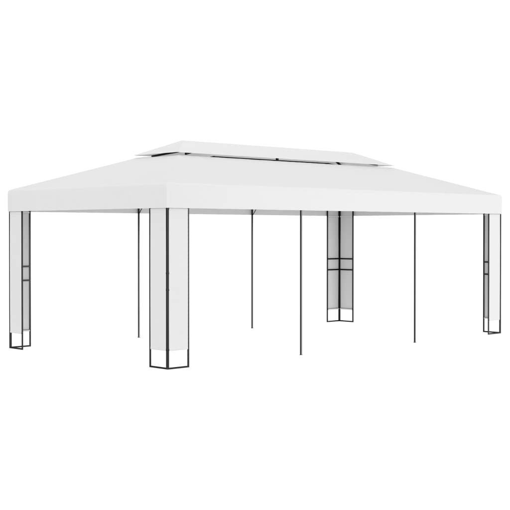 Gazebo with Double Roof 3x6 m White 47951