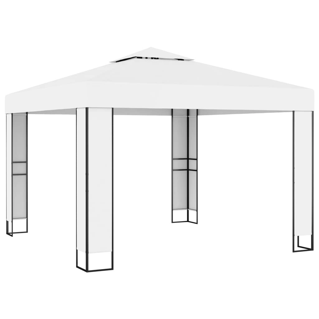 Gazebo with Double Roof 3x3 m White 47950