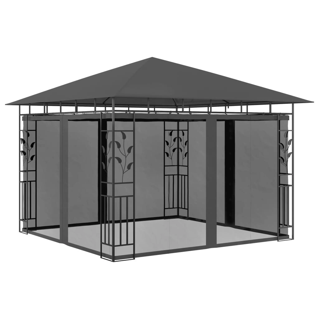 Gazebo with Mosquito Net 3x3x2.73 m Anthracite 180 g/m?? 47972