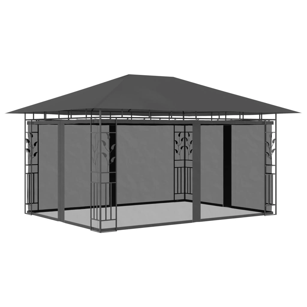 Gazebo with Mosquito Net 4x3x2.73 m Anthracite 180 g/m?? 47973