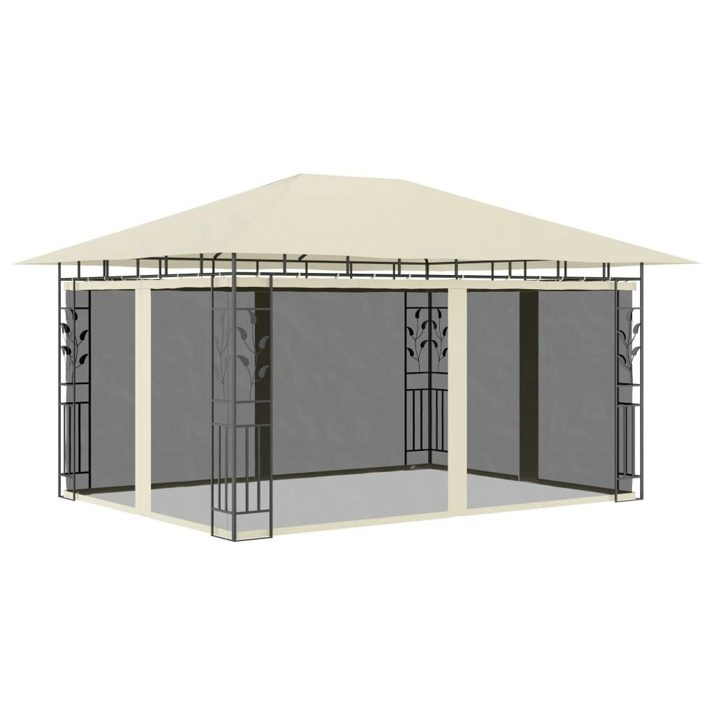 Gazebo with Mosquito Net 4x3x2.73 m Cream 180 g/m?? 47970