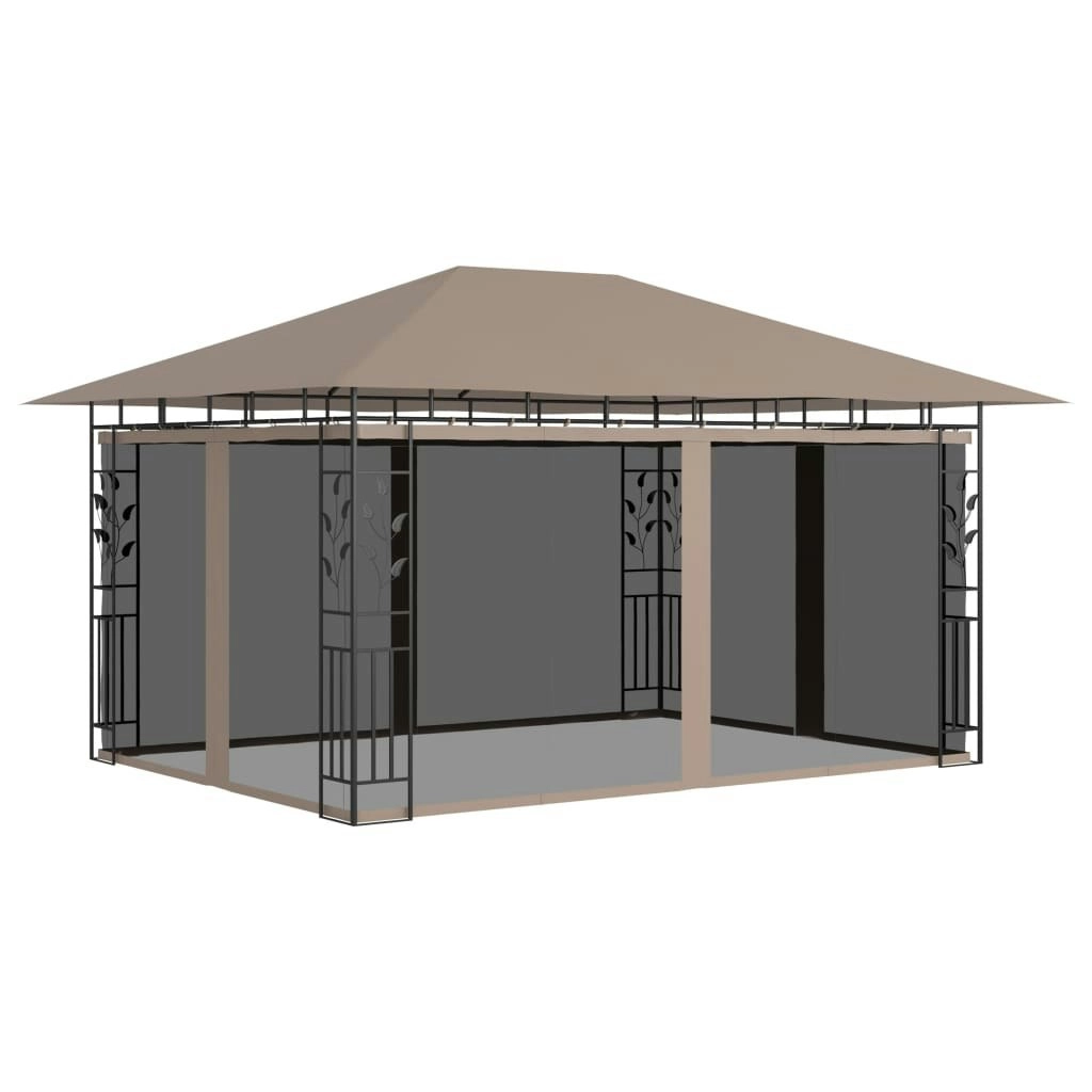 Gazebo with Mosquito Net 4x3x2.73 m Taupe 180 g/m?? 312252