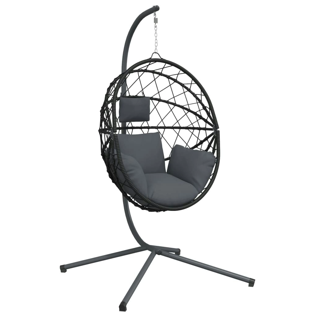 Hanging Egg Chair with Stand Anthracite Rattan and Steel 4007402