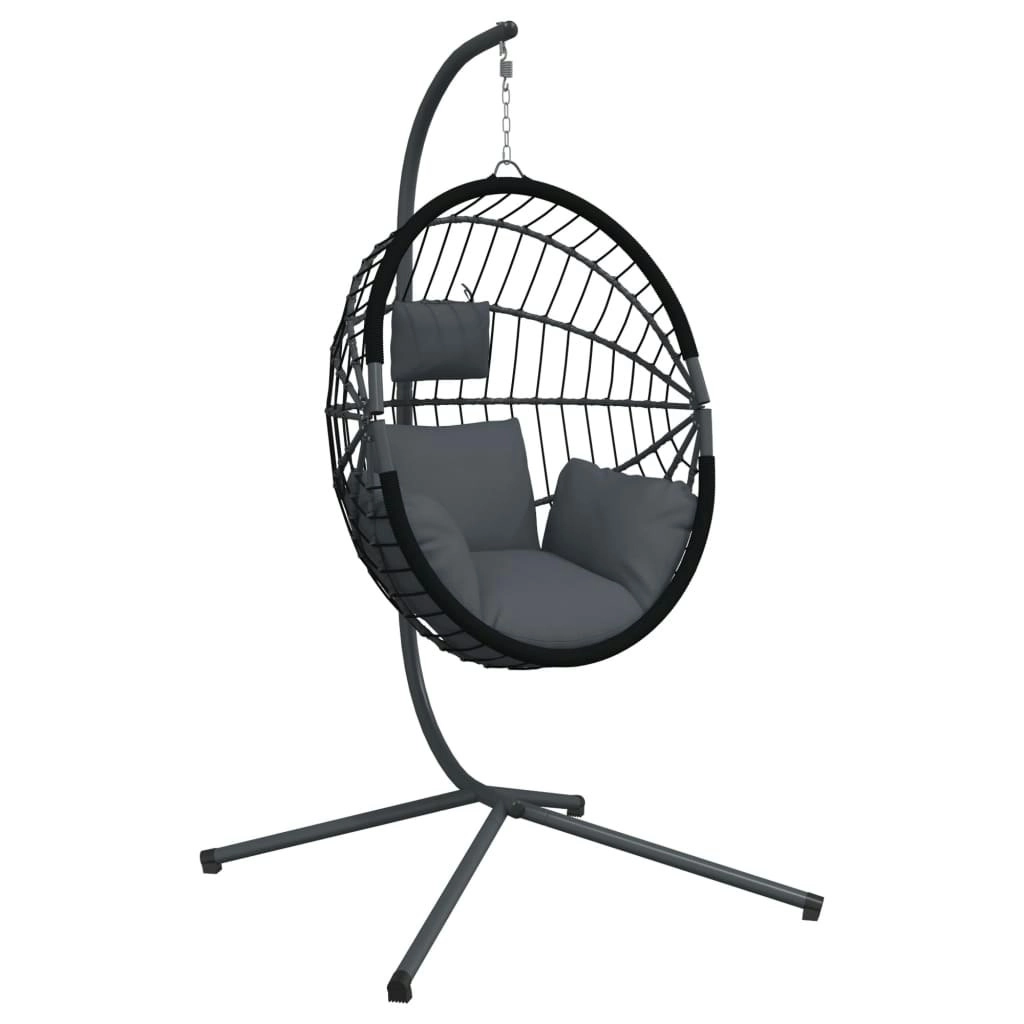 Hanging Egg Chair with Stand Anthracite Rattan and Steel 4007405