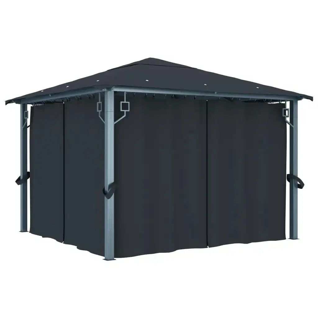 Gazebo with Curtain 300x300 cm Anthracite Aluminium 48043