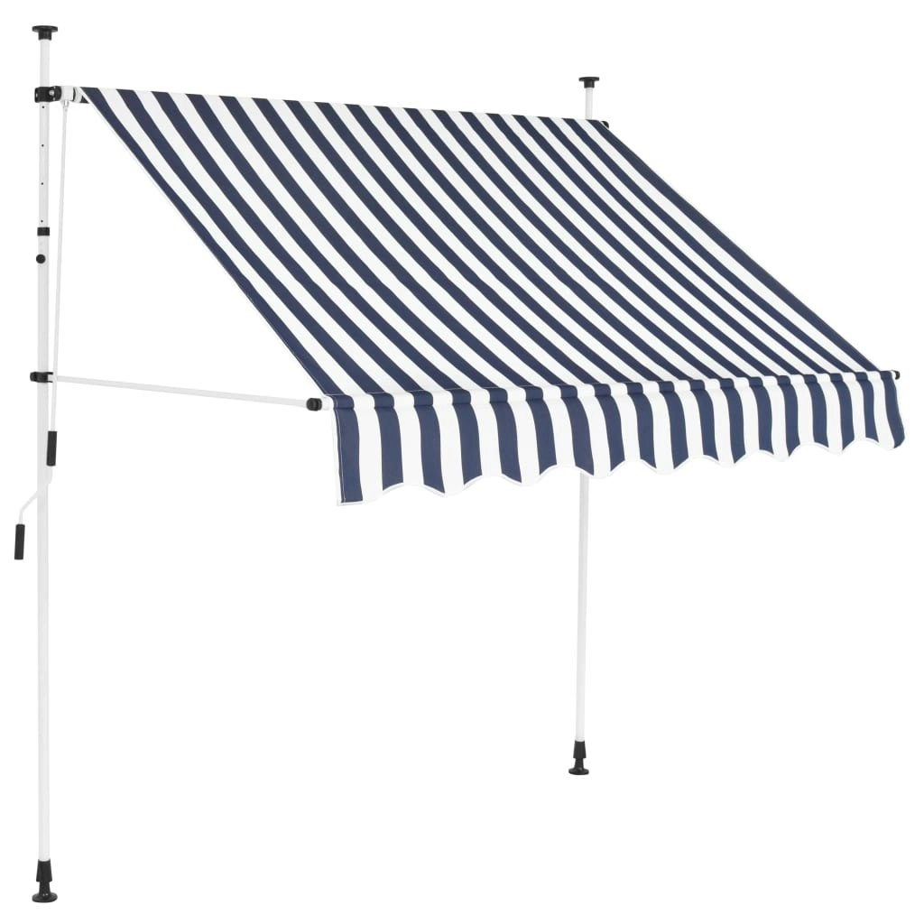 Manual Retractable Awning 200 cm Blue and White Stripes 43220