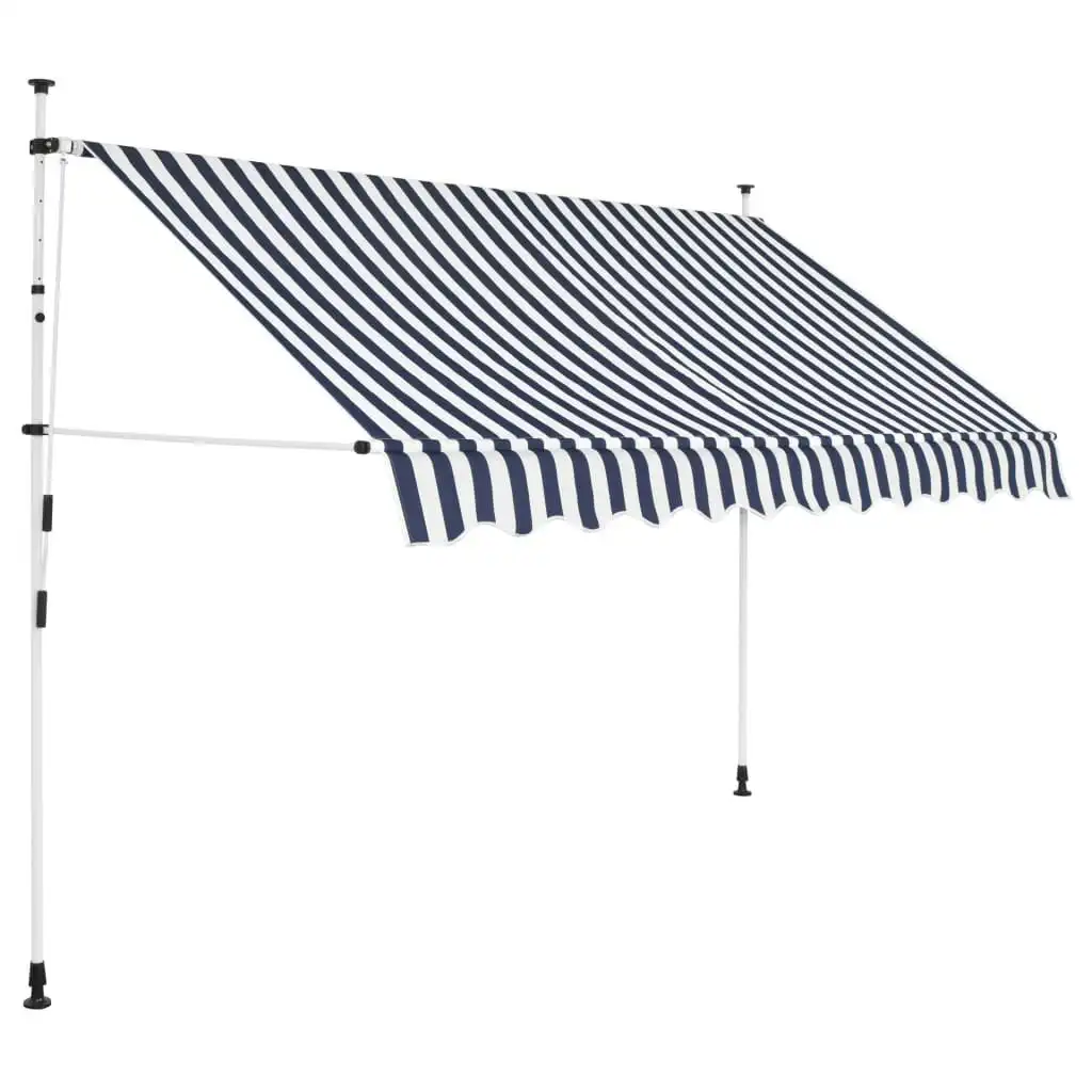 Manual Retractable Awning 300 cm Blue and White Stripes 43222