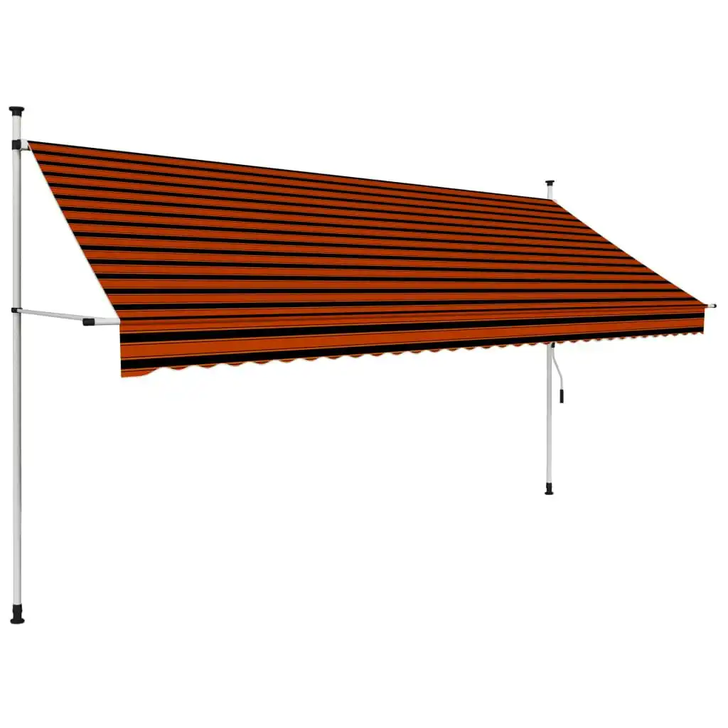 Manual Retractable Awning 350 cm Orange and Brown 145839