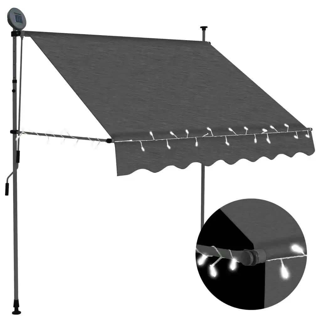 Manual Retractable Awning with LED 200 cm Anthracite 145864