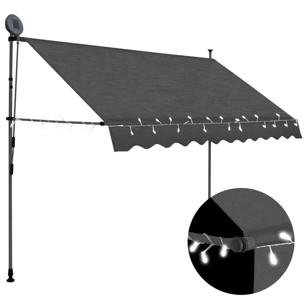 Manual Retractable Awning with LED 250 cm Anthracite 145865