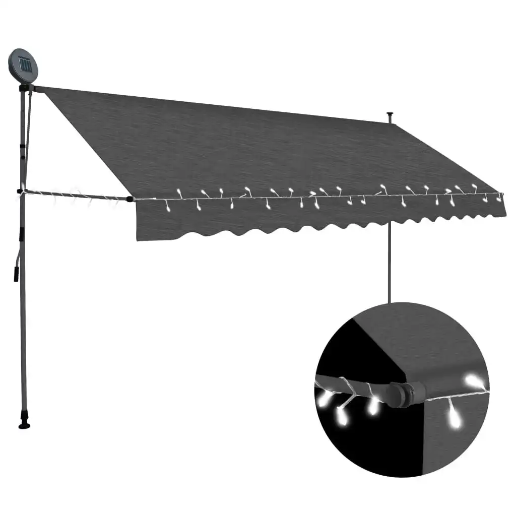 Manual Retractable Awning with LED 350 cm Anthracite 148093