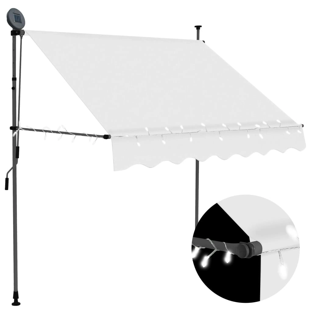 Manual Retractable Awning with LED 200 cm Cream 148097