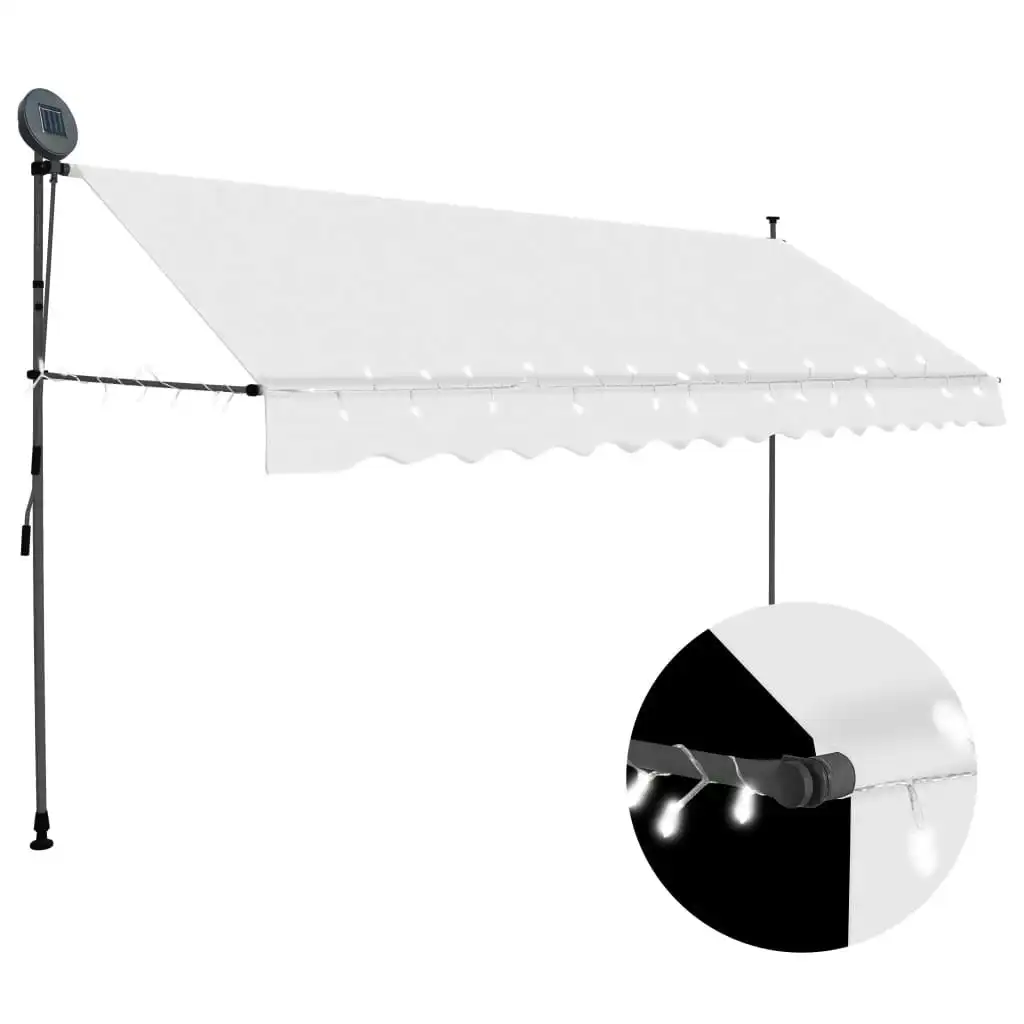 Manual Retractable Awning with LED 350 cm Cream 145874