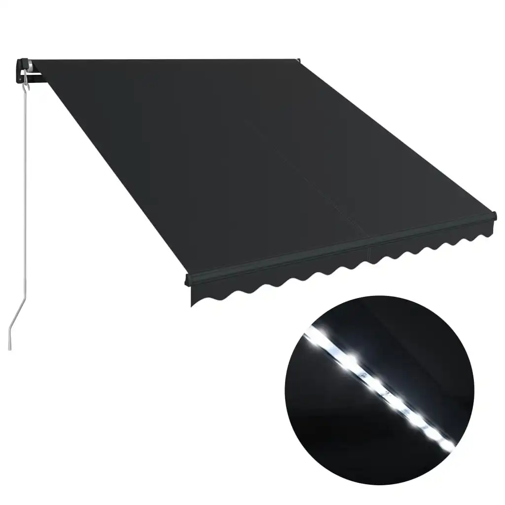 Manual Retractable Awning with LED 300x250 cm Anthracite 3051243