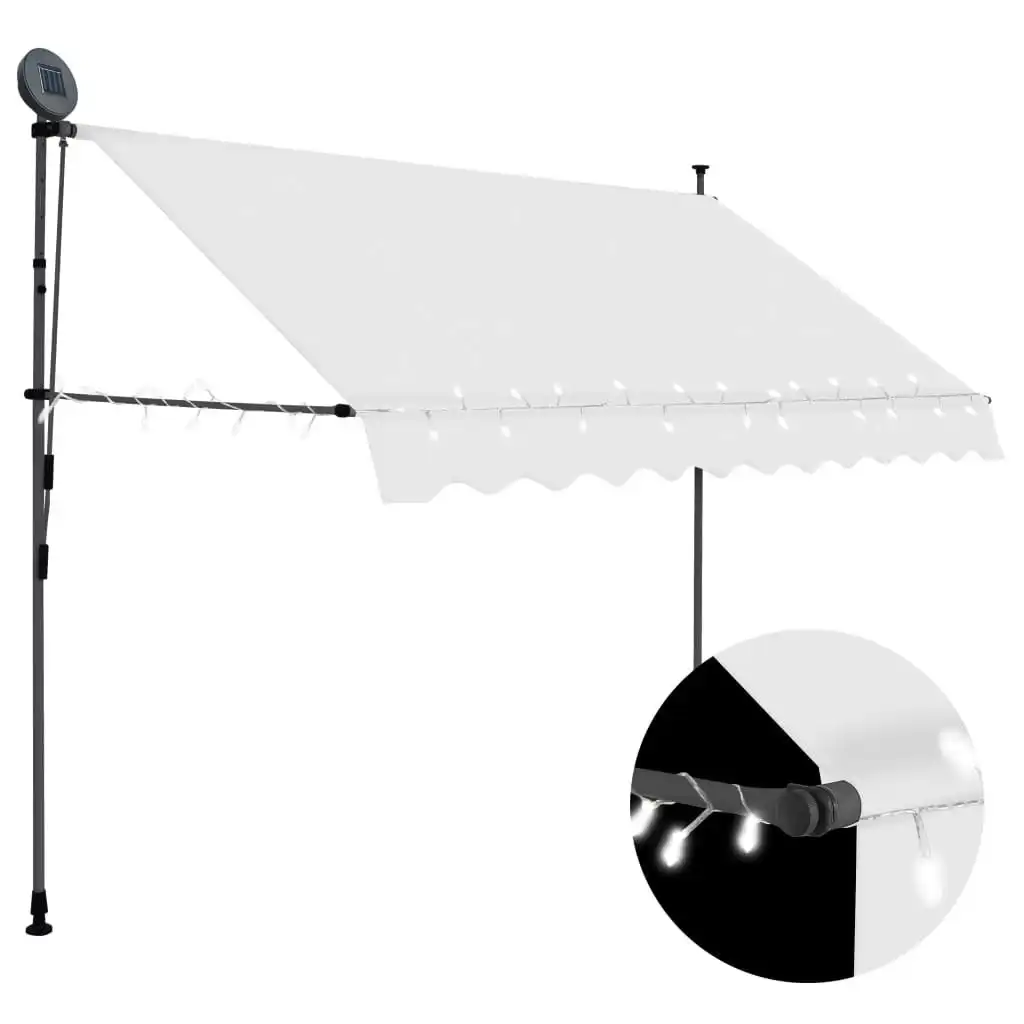 Manual Retractable Awning with LED 300 cm Cream 148099