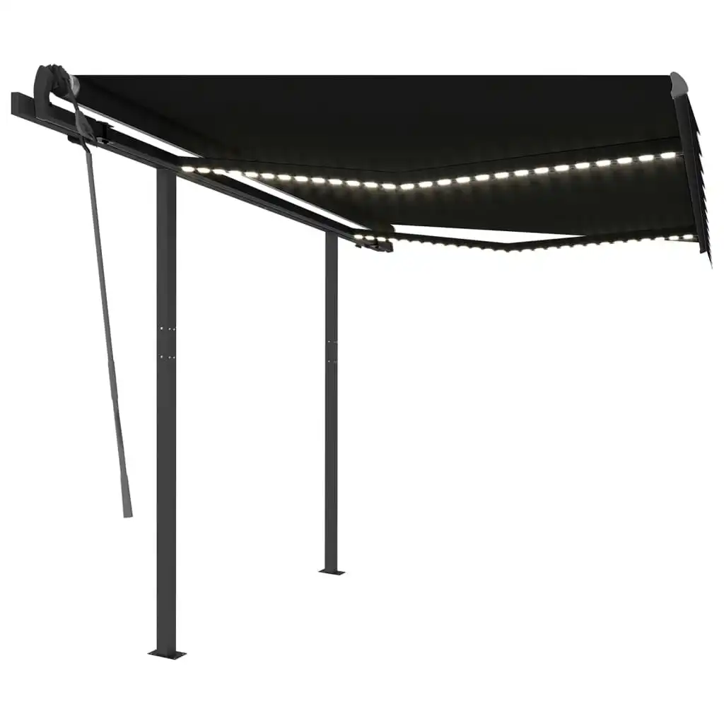 Manual Retractable Awning with LED 3x2.5 m Anthracite 3070104