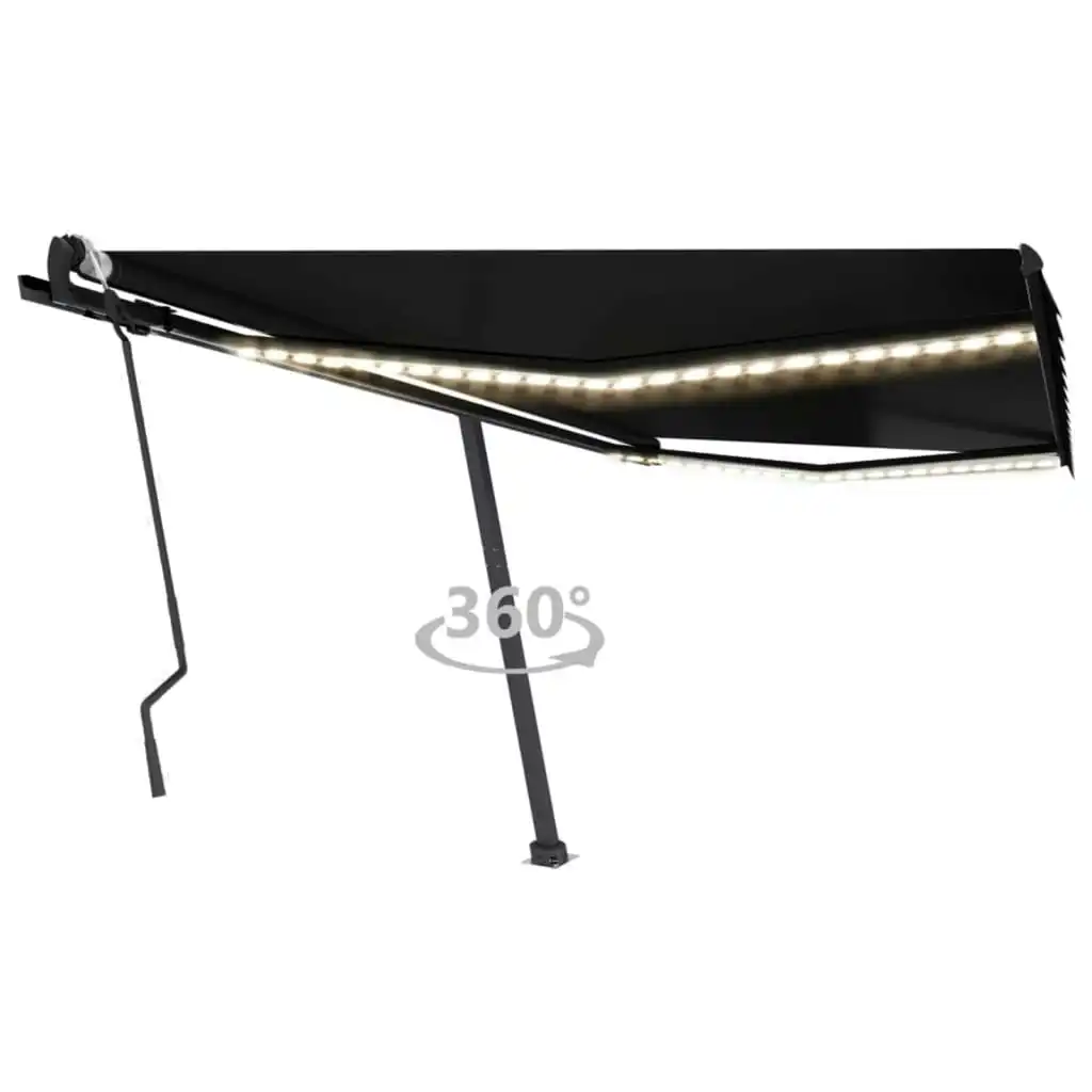 Manual Retractable Awning with LED 400x300 cm Anthracite 3069744