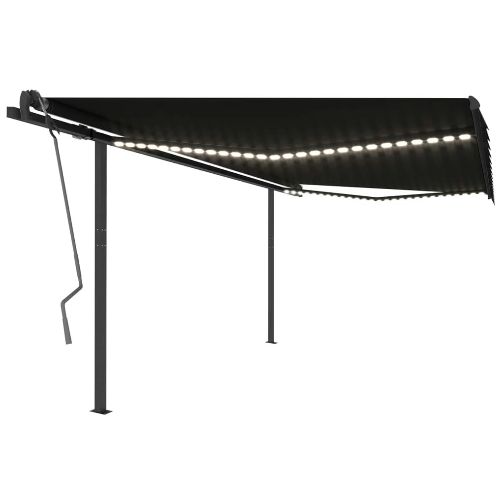 Manual Retractable Awning with LED 4.5x3 m Anthracite 3070164