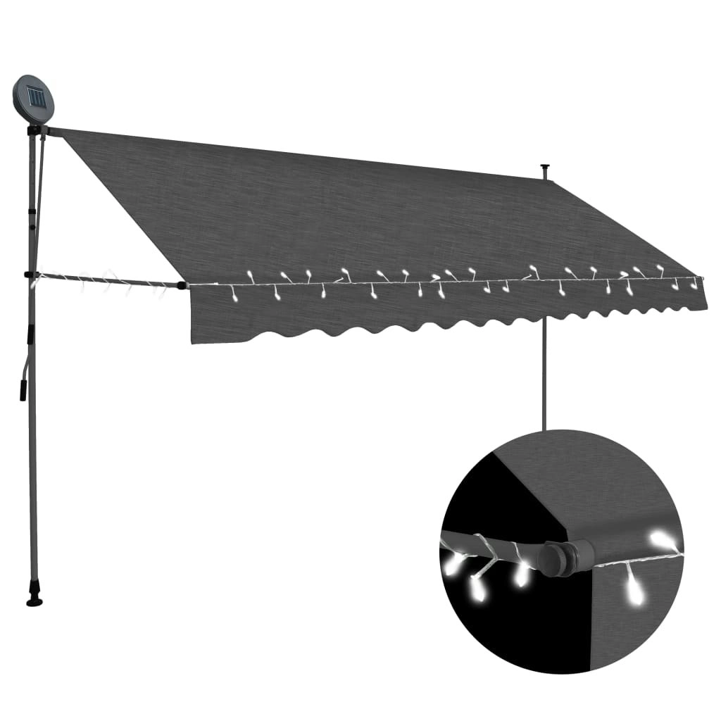 Manual Retractable Awning with LED 400 cm Anthracite 145868