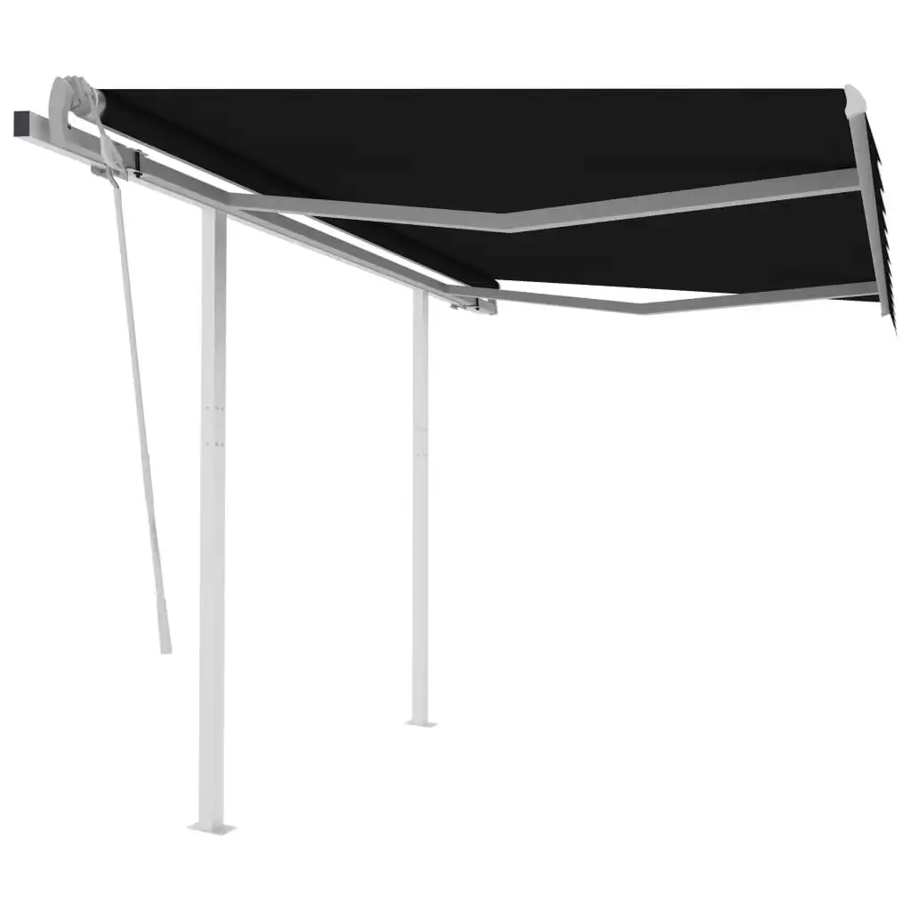 Manual Retractable Awning with Posts 3.5x2.5 m Anthracite 3069919