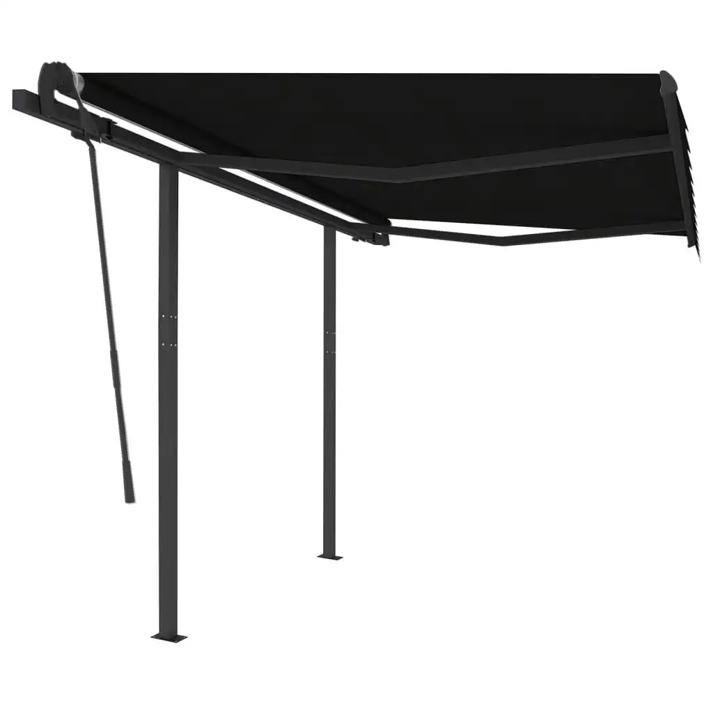 Manual Retractable Awning with Posts 3.5x2.5 m Anthracite 3070119