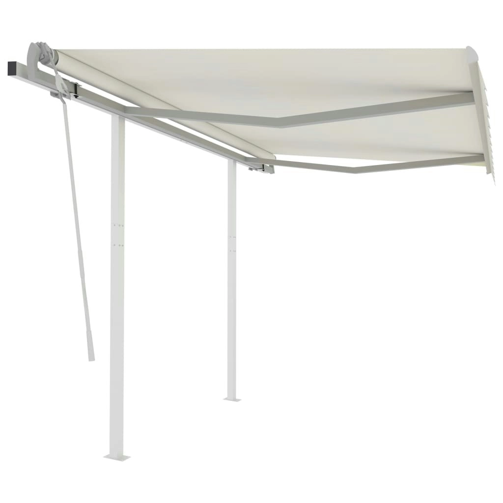 Manual Retractable Awning with Posts 3x2.5 m Cream 3069897