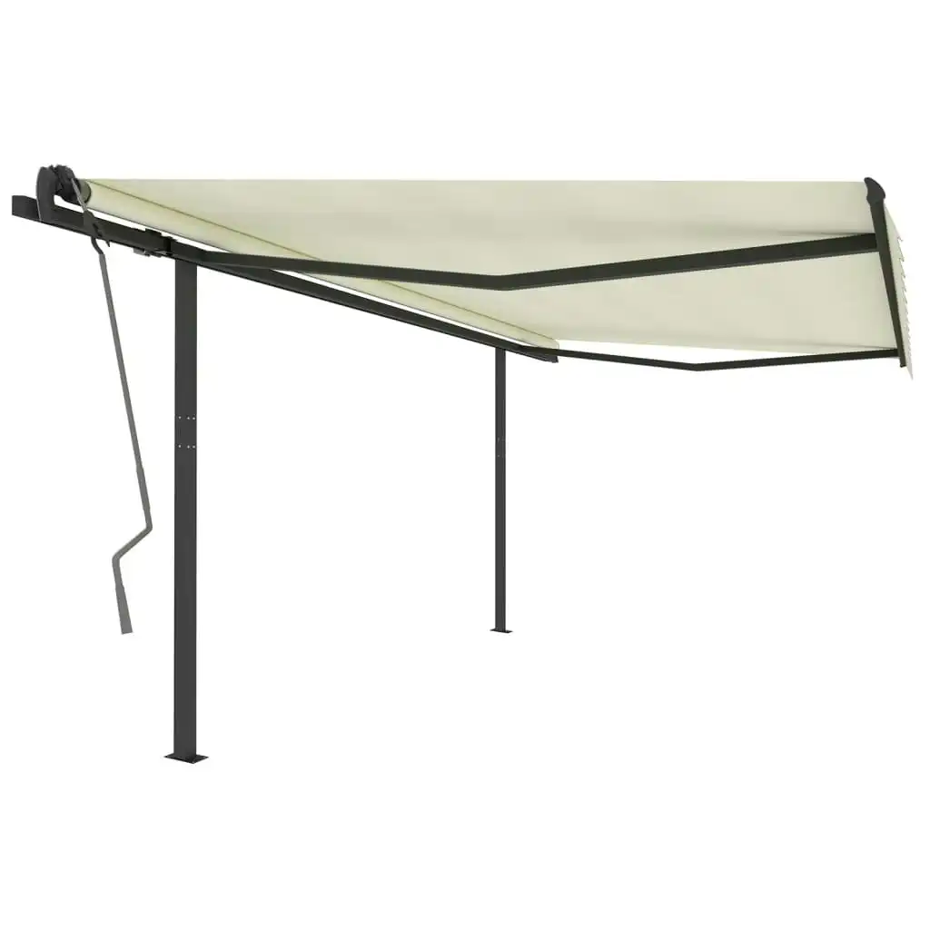 Manual Retractable Awning with Posts 4x3 m Cream 3070137