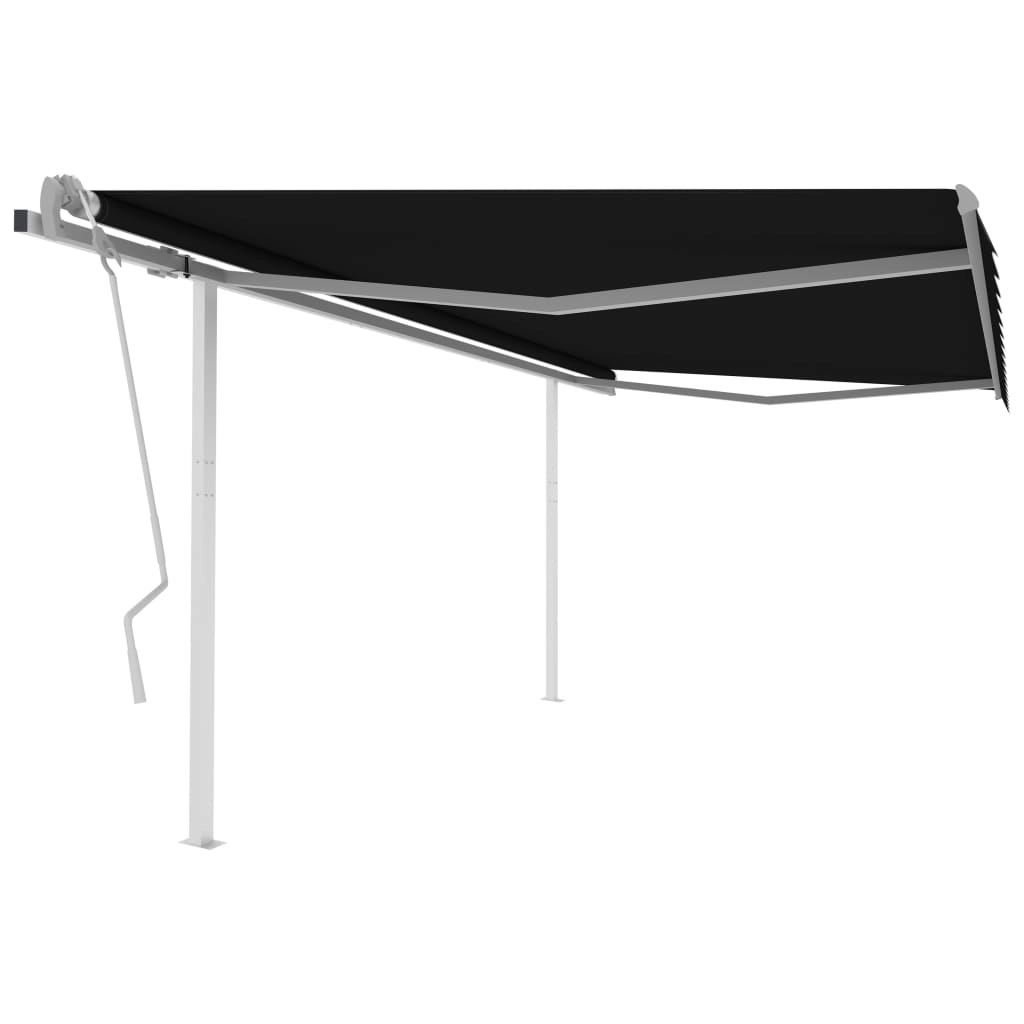 Manual Retractable Awning with Posts 4.5x3 m Anthracite 3069959