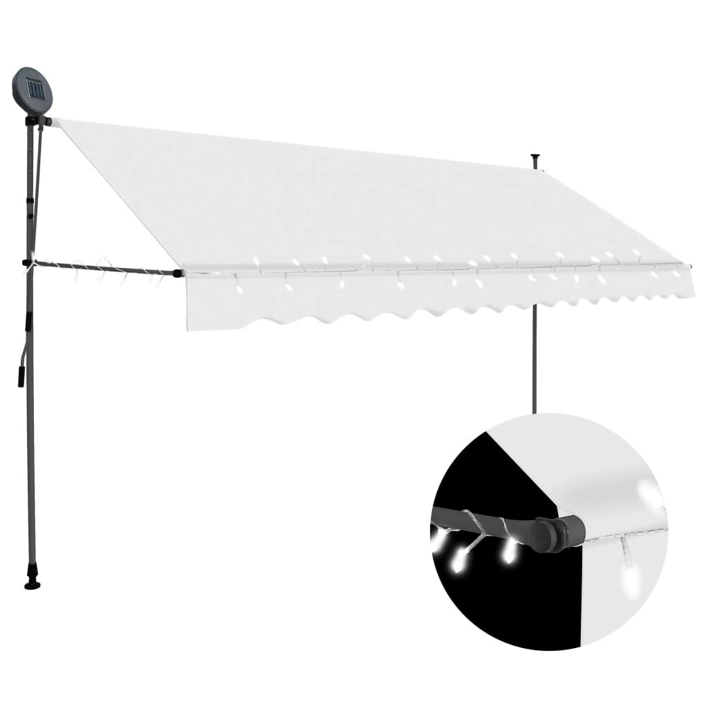 Manual Retractable Awning with LED 400 cm Cream 145875