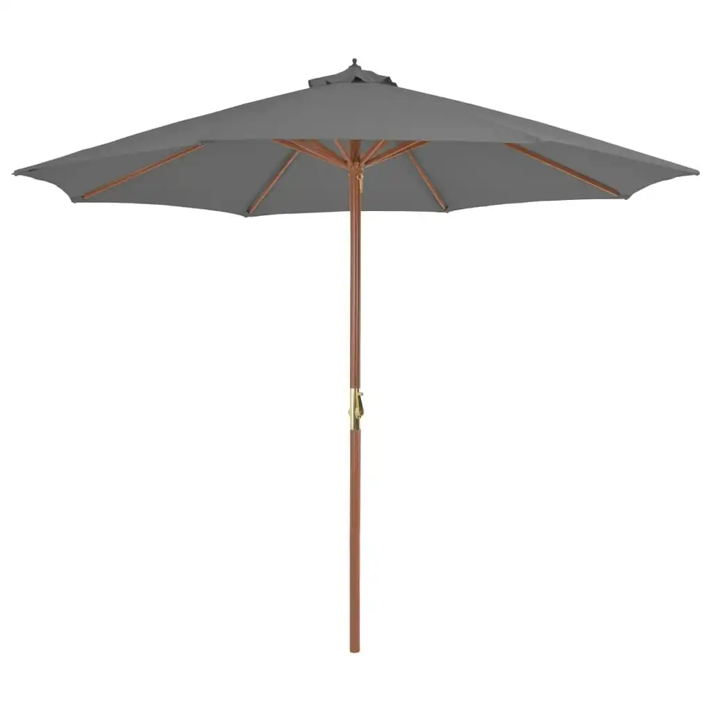 Outdoor Parasol with Wooden Pole 300 cm Anthracite 44495