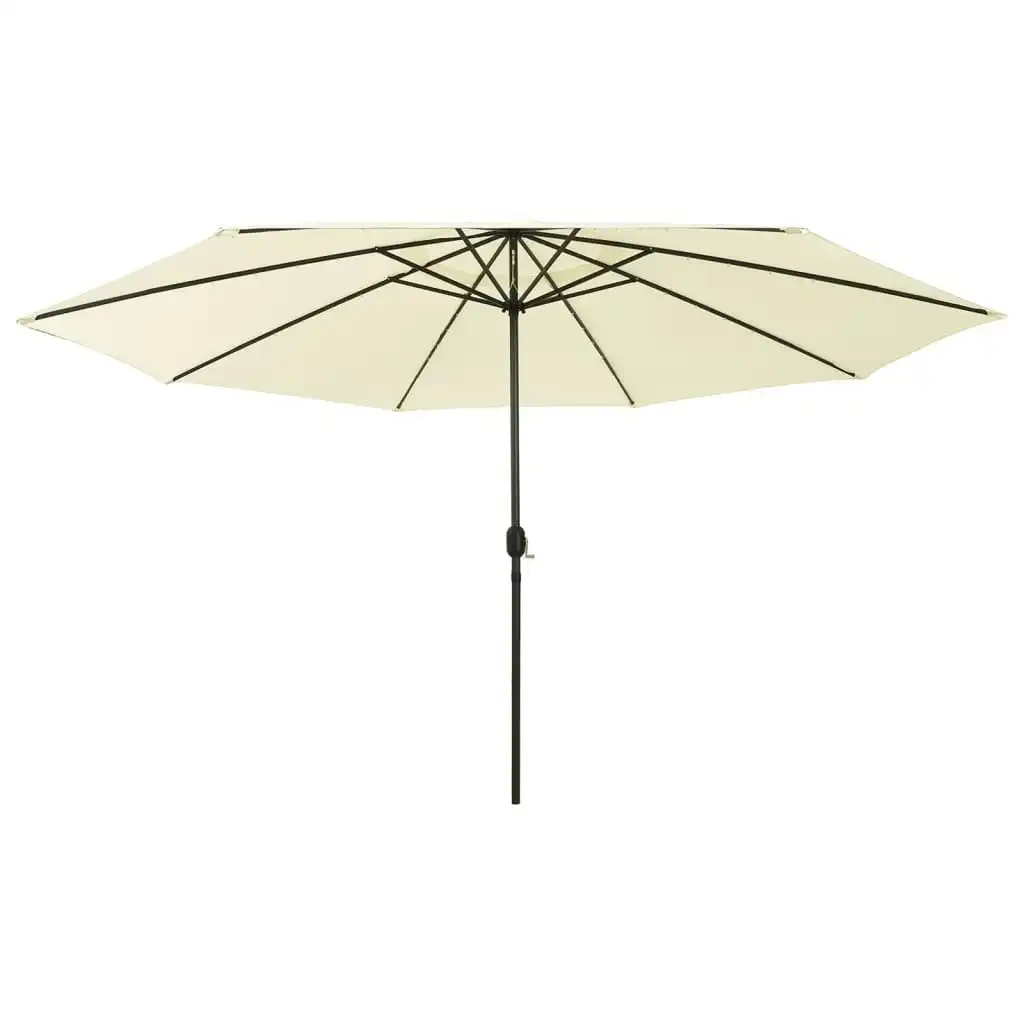 Outdoor Parasol with LED Lights and Metal Pole 400 cm Sand 312530